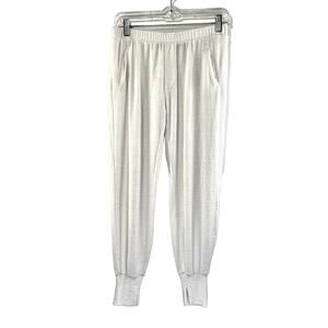 Enza Costa Jersey Split-Cuff Jogger Pants White Knit